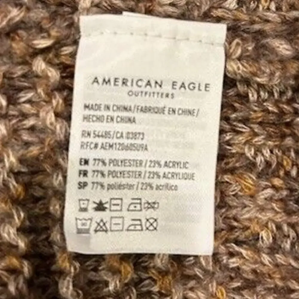 AMERICAN EAGLE Women's Open Cardigan Sweater Medium Long Chunky Brown Grandpa - Picture 8 of 12